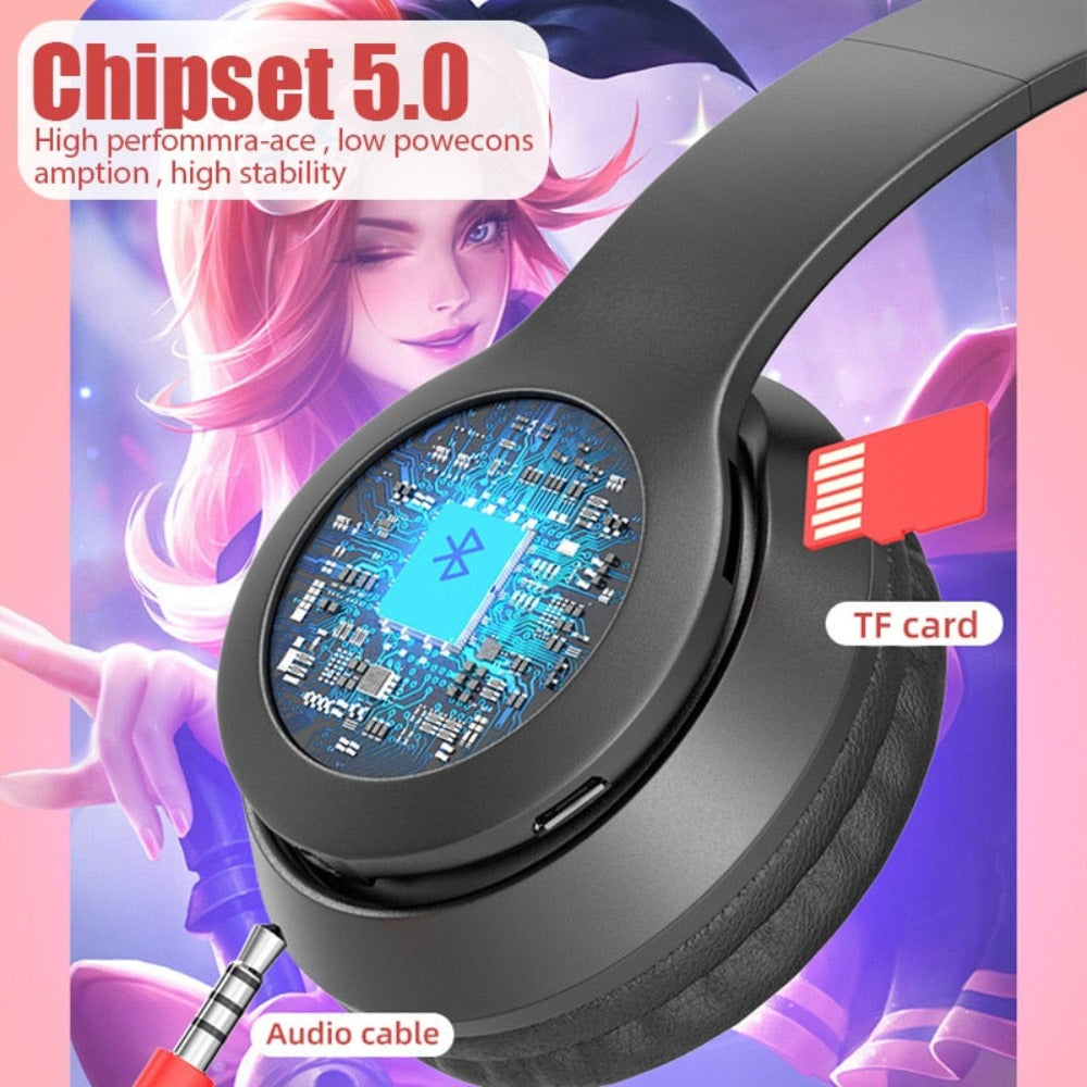 LED Bluetooth Headphones with Cat Ear Design