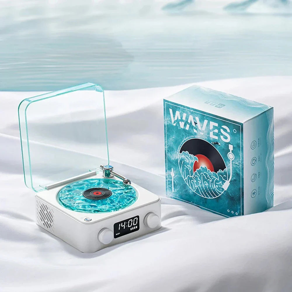 Retro Speaker with Waves Theme and Mini Bluetooth Connectivity
