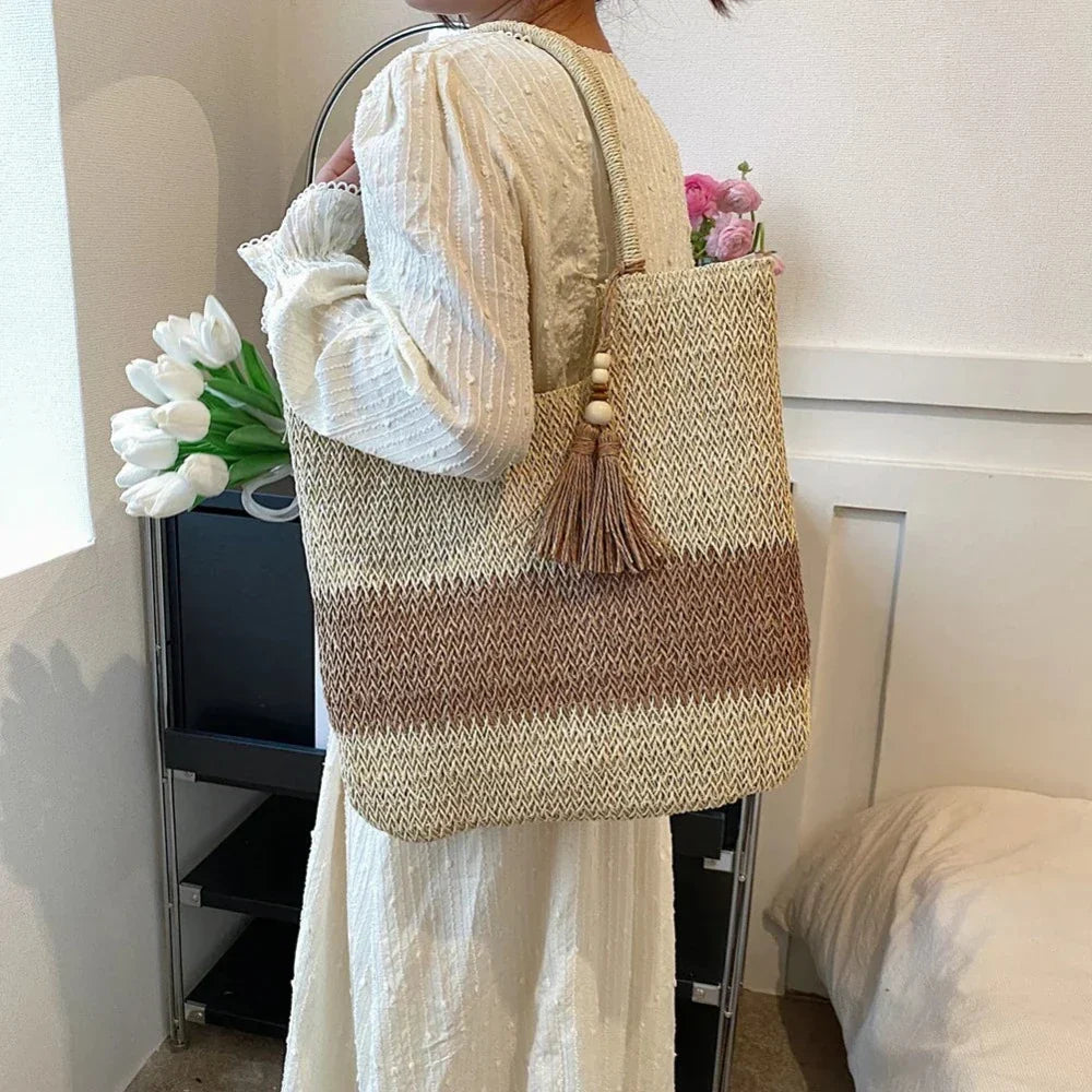 Straw Tote Bag for a Stylish Day at the Beach