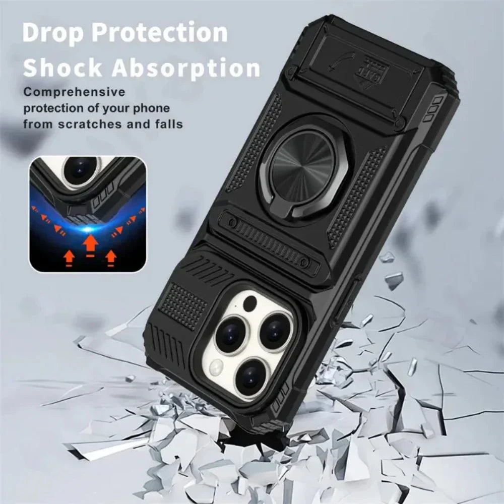 Magnetic Kickstand iPhone Armor Card Slot Protective Case