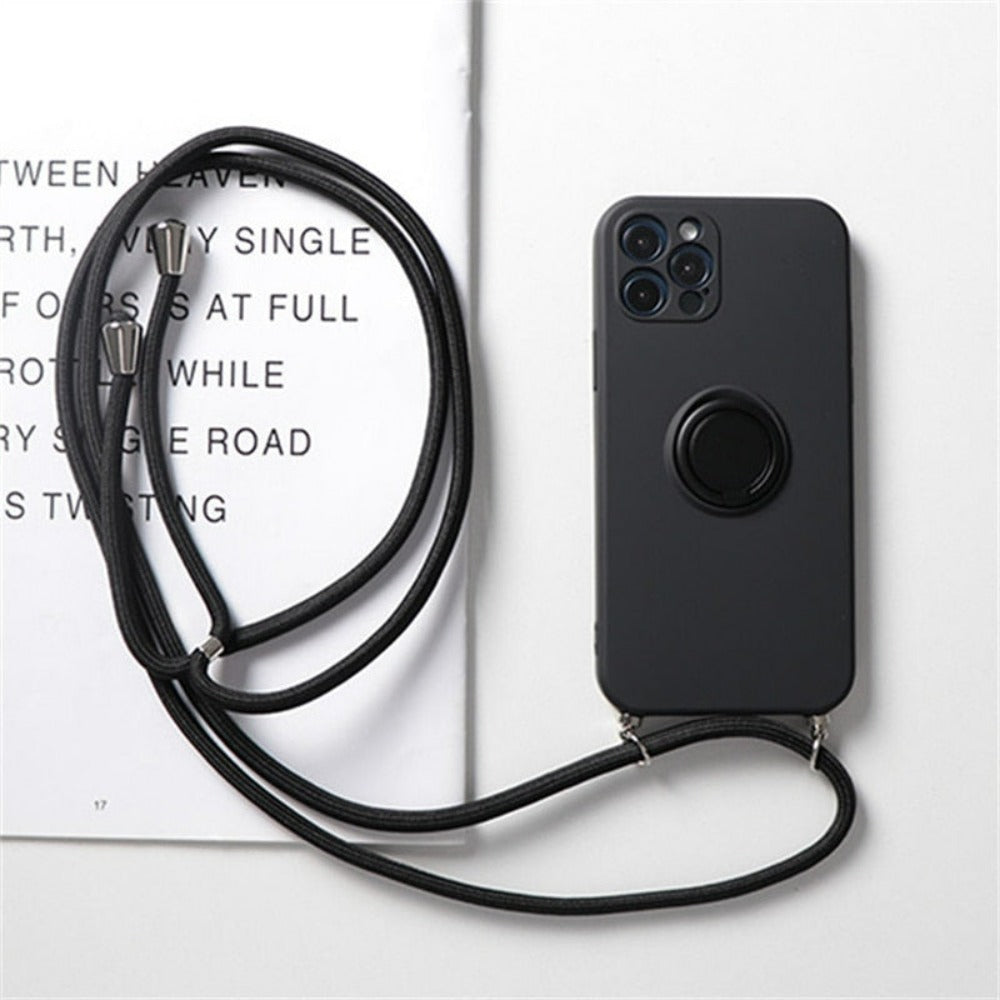 Rope Ring Crossbody Phone Case with Stand for iPhone - A Hands-free Solution