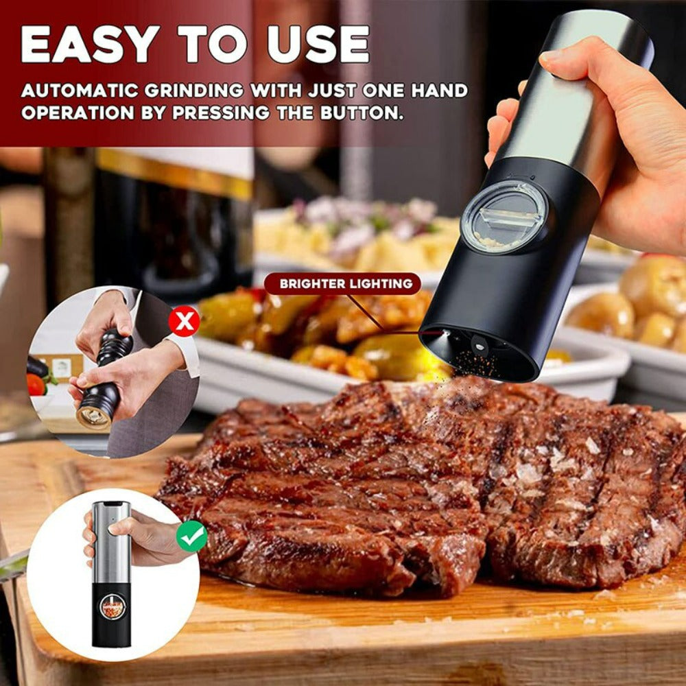 Electric Salt Mill Set with 2 Bottles