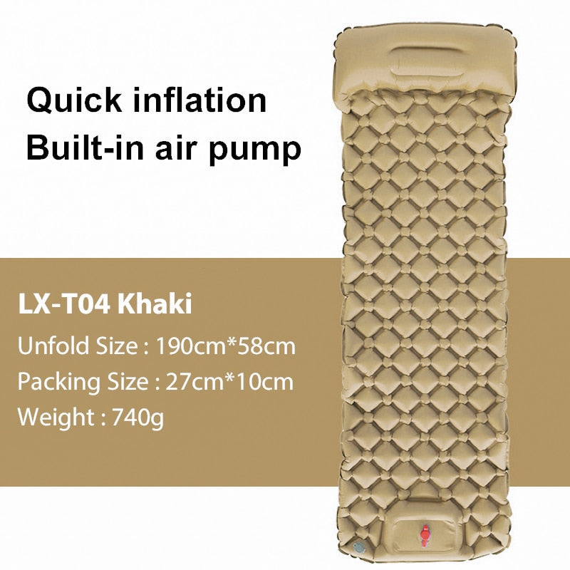 Inflatable Outdoor Mat with Pump and Neck Support