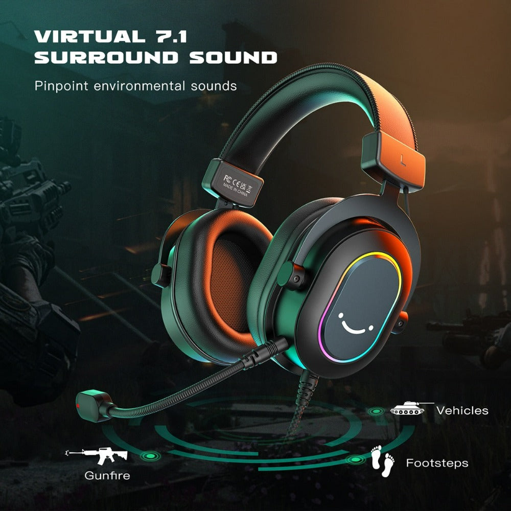 Dragon 6 Vibrant RGB Gaming Headset with Microphone - Immersive Over-Ear Headphones