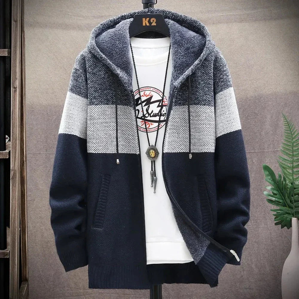 Men's Zip-Up Hooded Sweater Coat