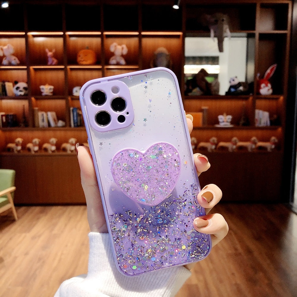Love Stand iPhone Case with Shimmering Sequins