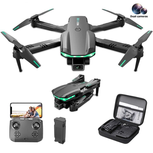 Dragon Blade K PRO Advanced Dual Lens Smart Drone: dark gray, black foldable quadcopter drone kit, modern consumer electronic