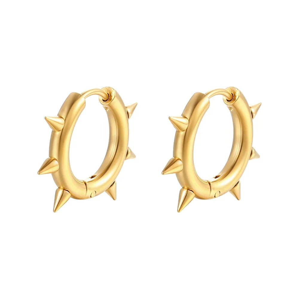 Spike-embellished Heart-Shaped Hoop Earrings