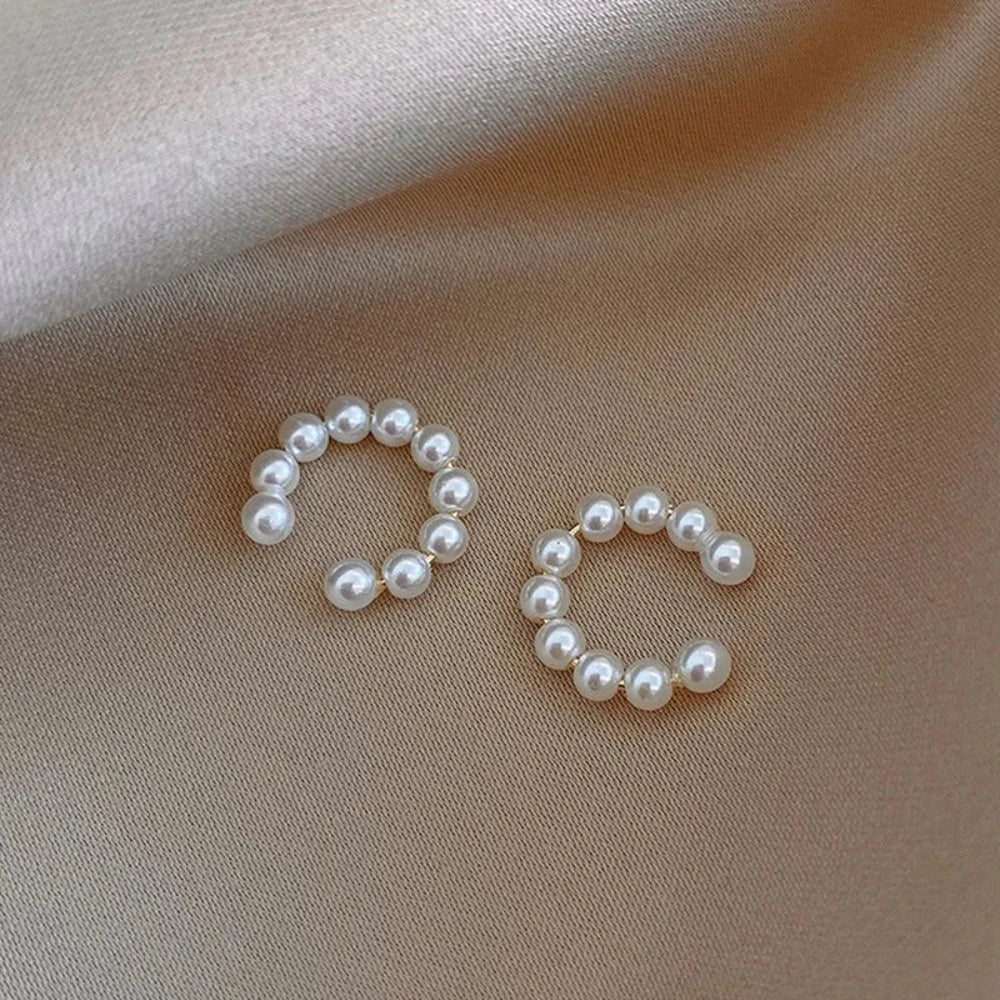 Beaded Cuff Earrings with Pearls