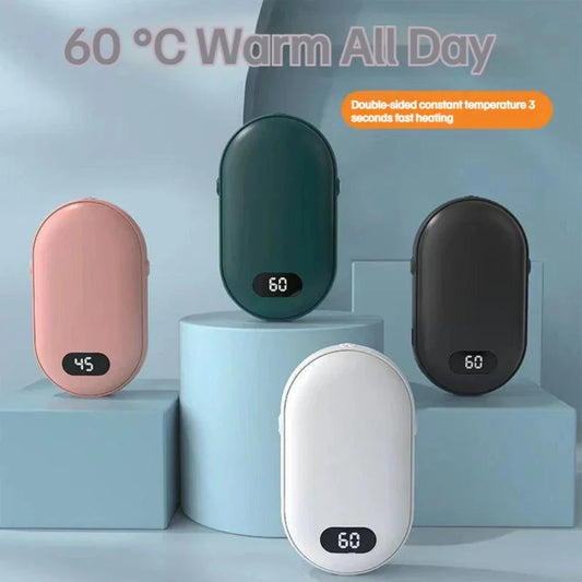 Double Sided Hand Warmer with Rechargeable Battery and Two Speeds: pink, dark green electric hand warmers, minimal modern sty