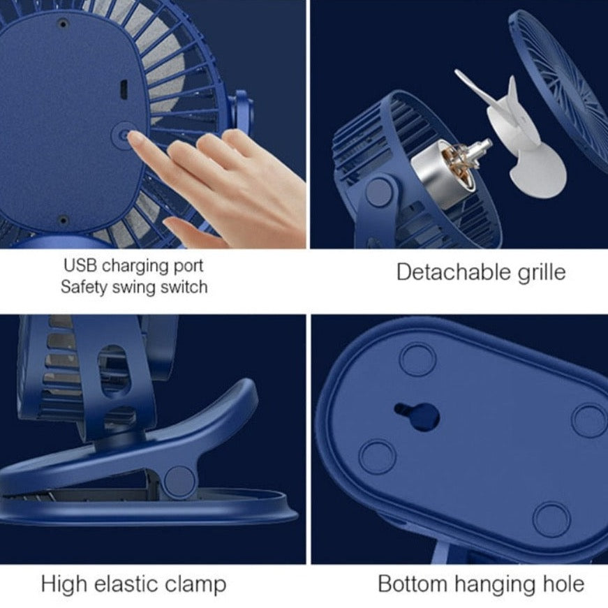 Clip and Hook Rotable Fan with 3 Adjustable Speeds