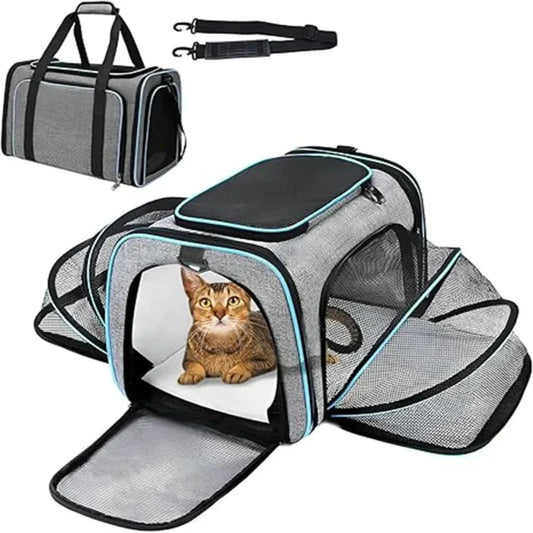 Breathable Portable Pet Carrier Bag for Traveling with Your Pet: gray, black cat, practical modern style