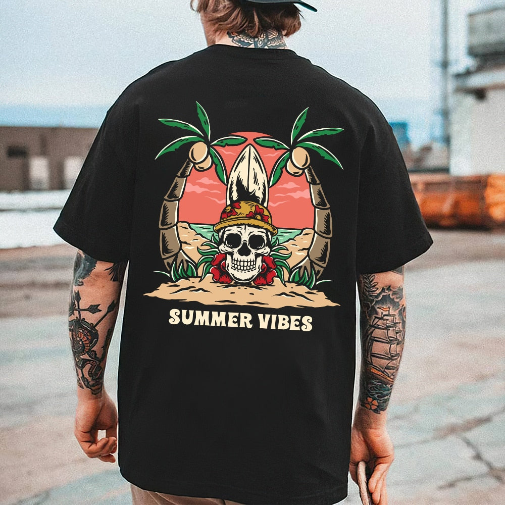 Skull Beach Themed Assorted Men's T-Shirt Collection