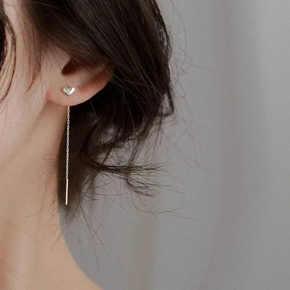 Heart-Shaped Earrings with a Delicate Dangling Design