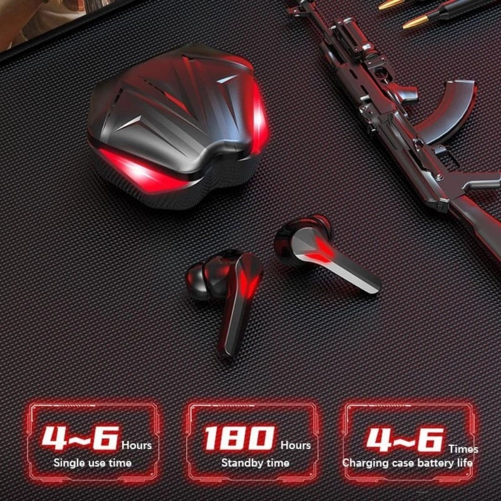 Bluetooth Earbuds with Fiery Red Dragon Design
