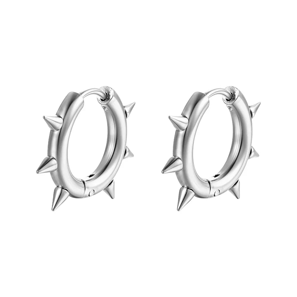 Spike-embellished Heart-Shaped Hoop Earrings