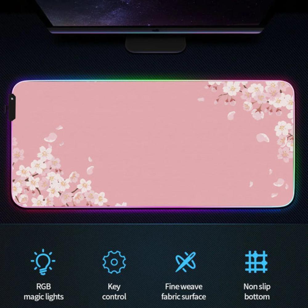 Pink Gaming Mouse Pad with RGB lighting