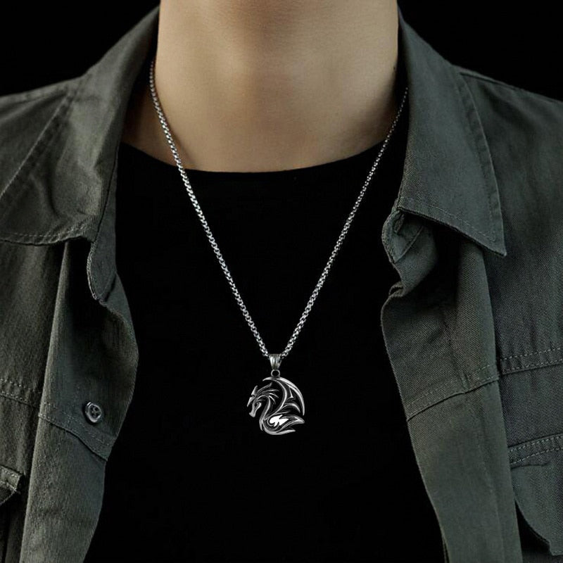 Circular Serpent Charm Necklace