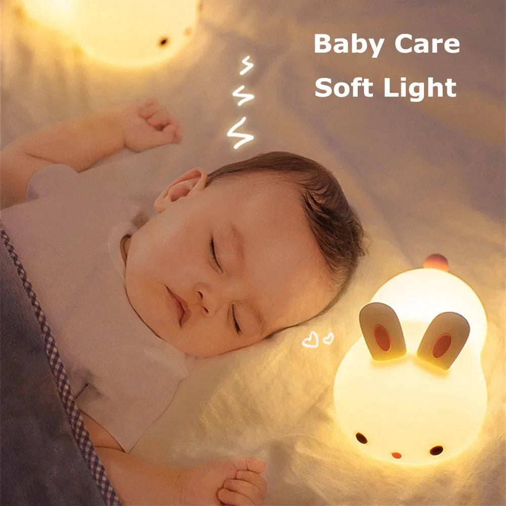 Enhanced 16-Color LED Bunny Night Light with Touch Sensing