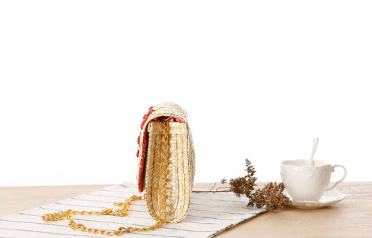 Chain-Accented Cherry Tote Bag