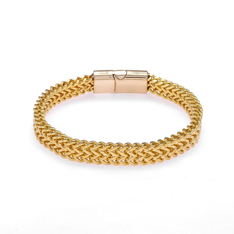 Stainless Steel Braided Bracelet with Plated Finish