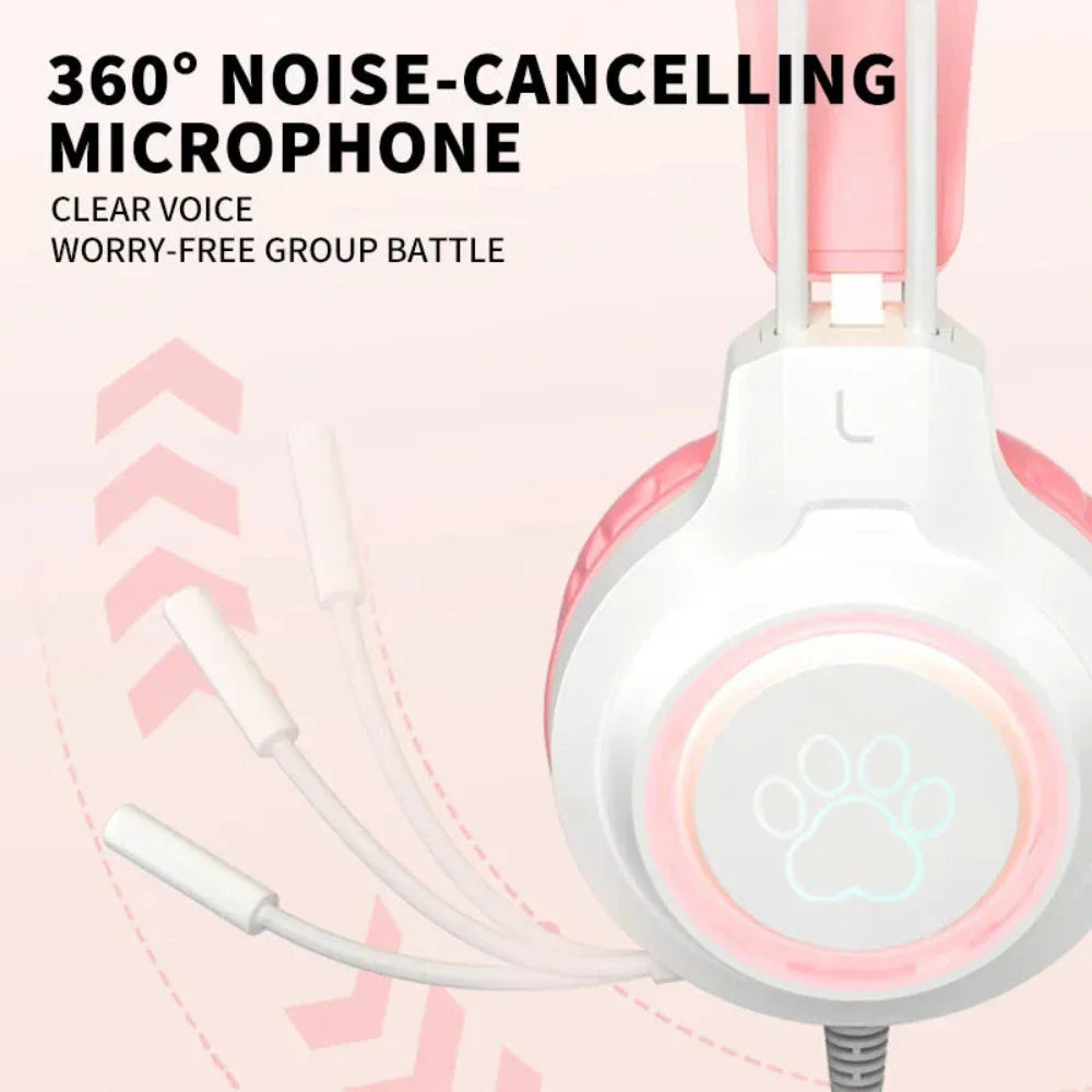 Headphones with LED Cat Ears that Light Up and Move in Sync with Music