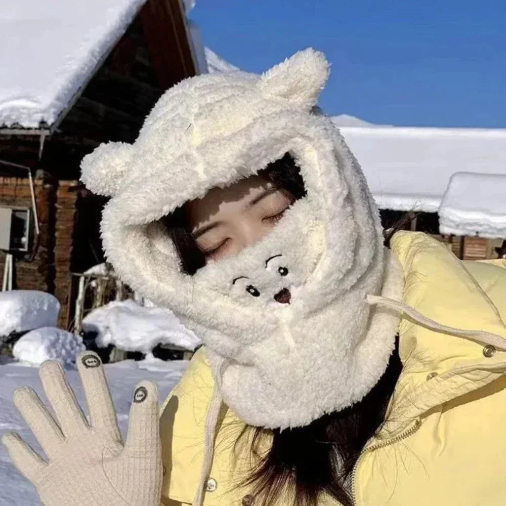 Cartoon Hat with Scarf Attachment for Cold Weather