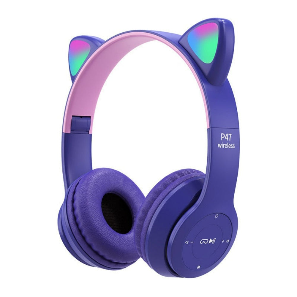 LED Bluetooth Headphones with Cat Ear Design