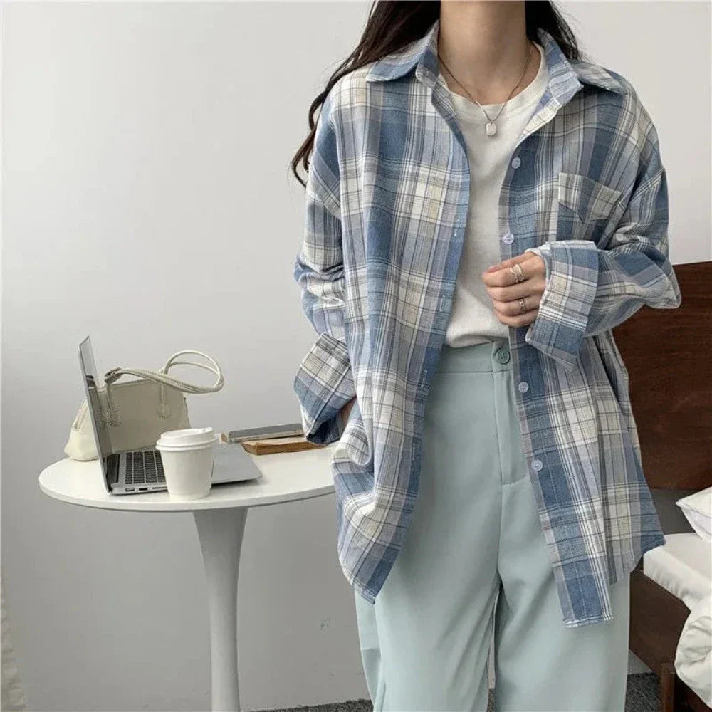 Plaid Long Sleeve Shirt for Women