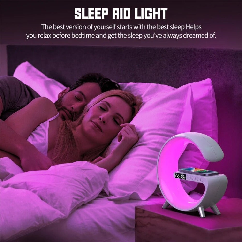 Bluetooth Speaker Alarm Clock with Wireless Charging and RGB Lights