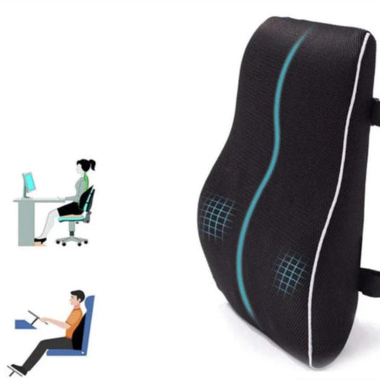 Lumbar Support Cushion with Memory Foam: black, teal chair back support cushion, minimal ergonomic style