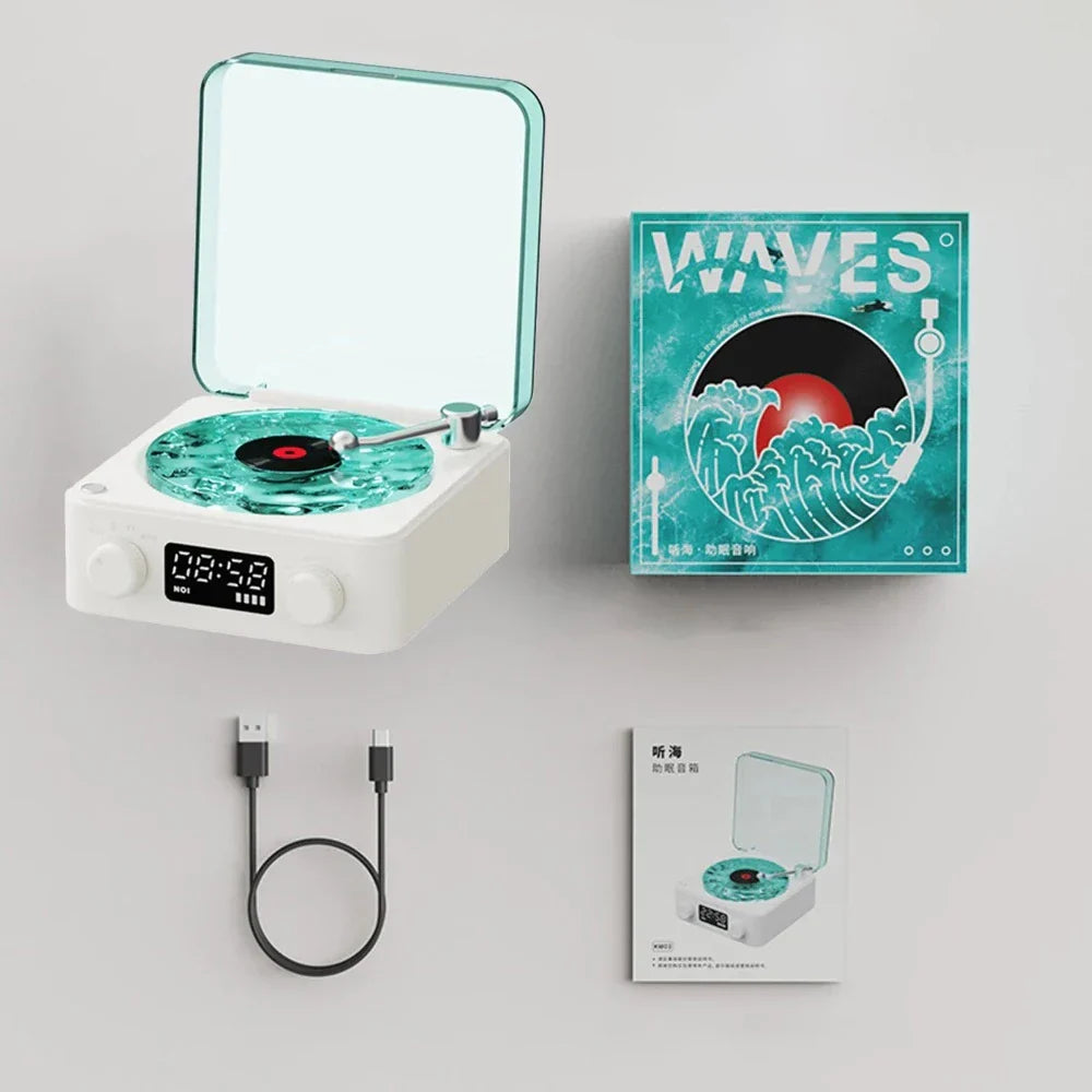 Retro Speaker with Waves Theme and Mini Bluetooth Connectivity