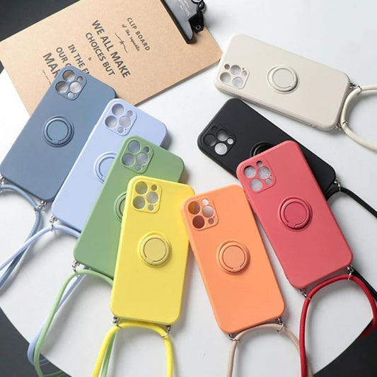 Rope Ring Crossbody Phone Case with Stand for iPhone - A Hands-free Solution