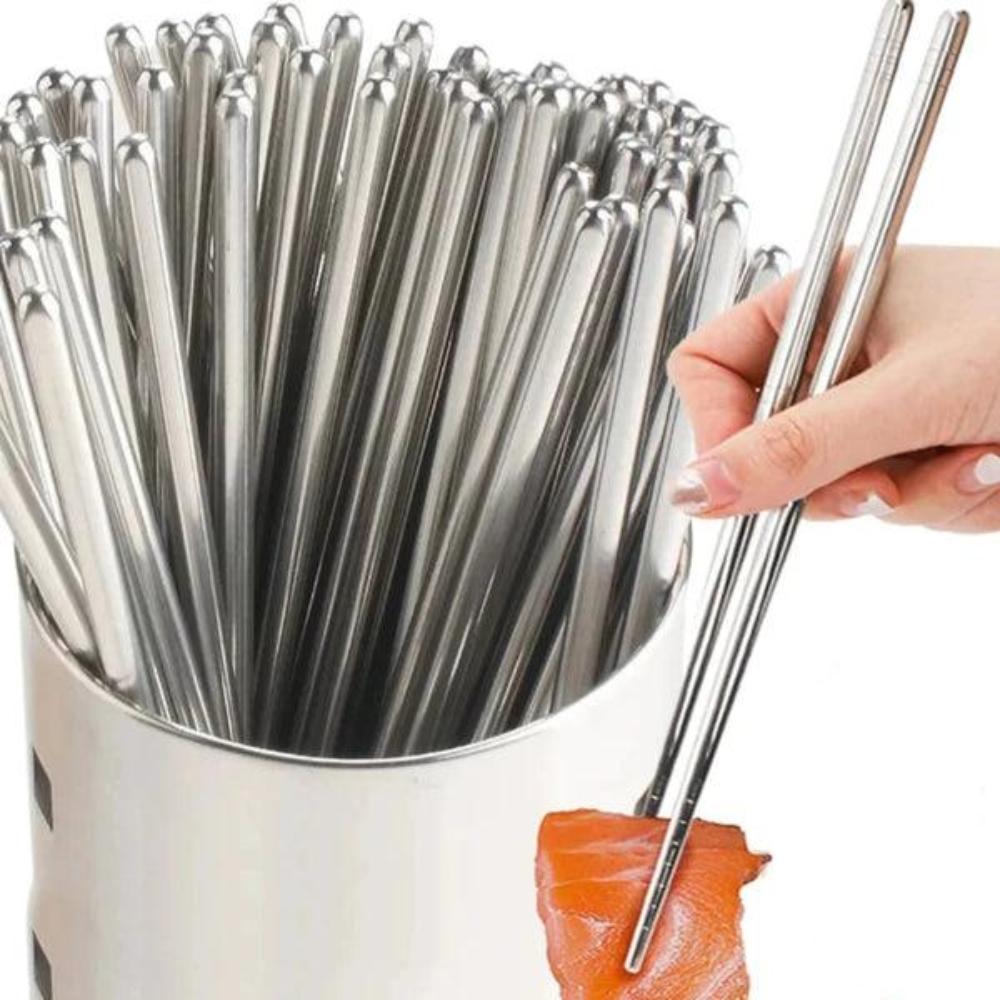 Set of 5 Pairs of Stainless Steel Chopsticks from Korea