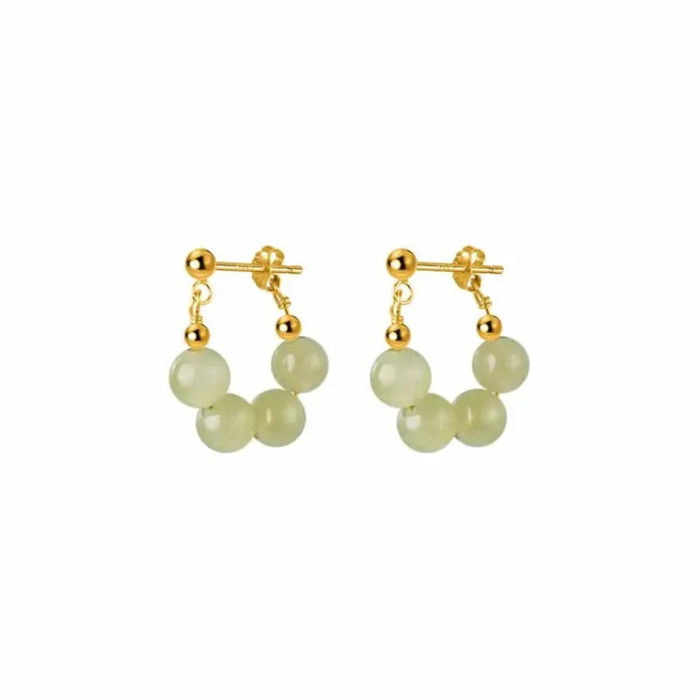Hoop Earrings with Jade Beads