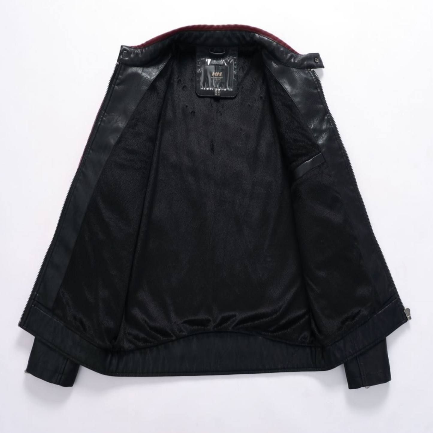 Striped Vegan Leather Biker Jacket for Men