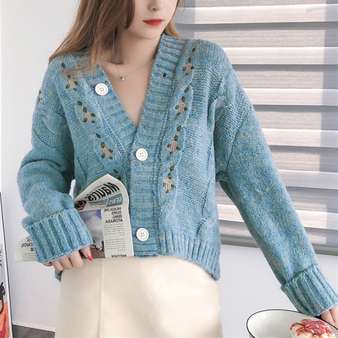 Button Front Sweater Cardigan for Women with a V-Neck