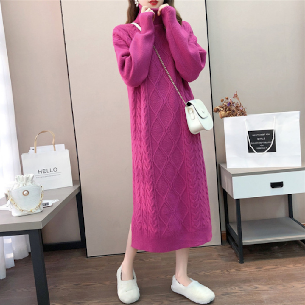 Long Cable Knit Dress for Women