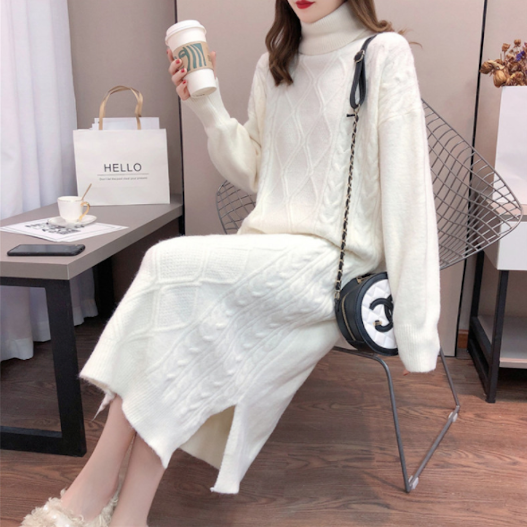 Long Cable Knit Dress for Women