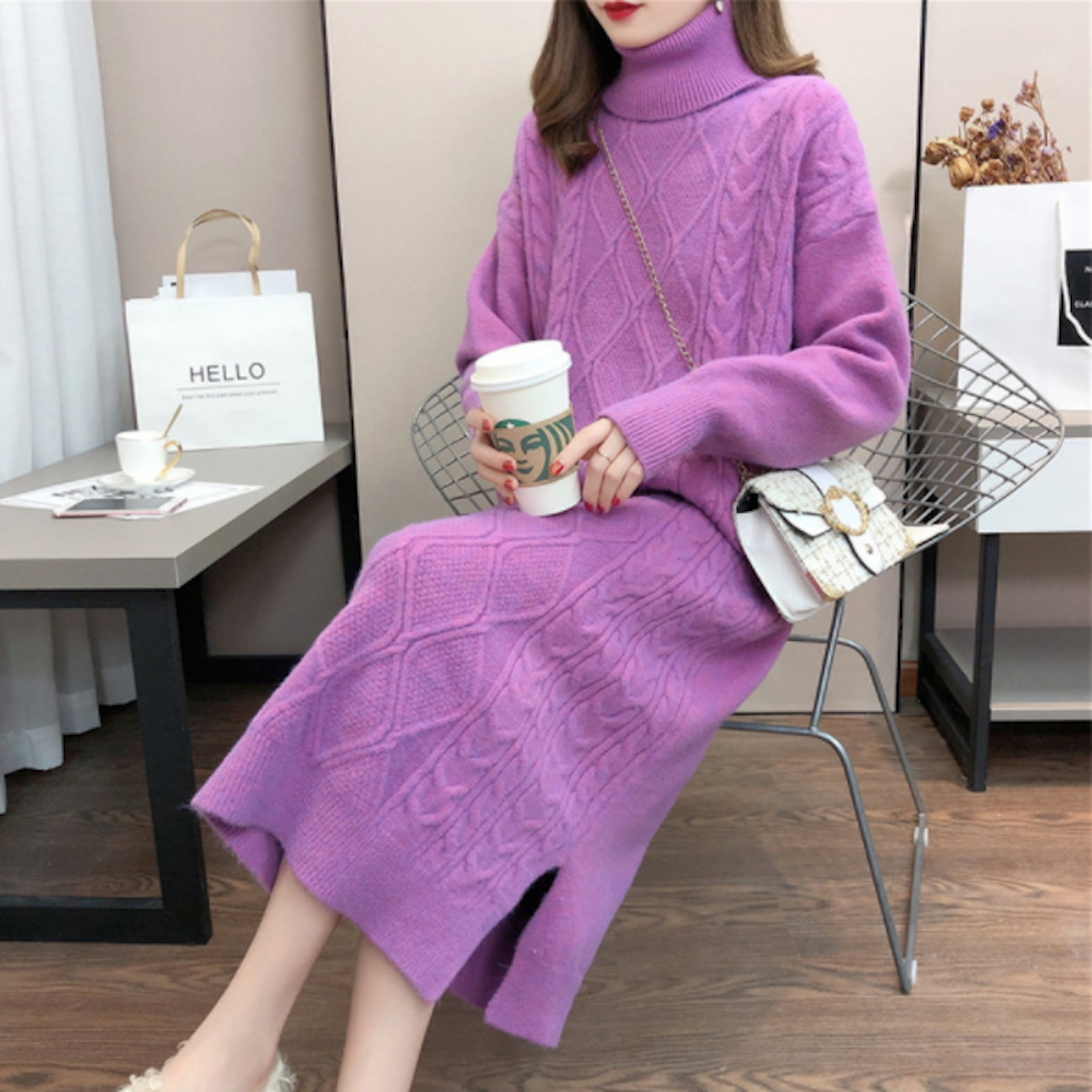 Long Cable Knit Dress for Women
