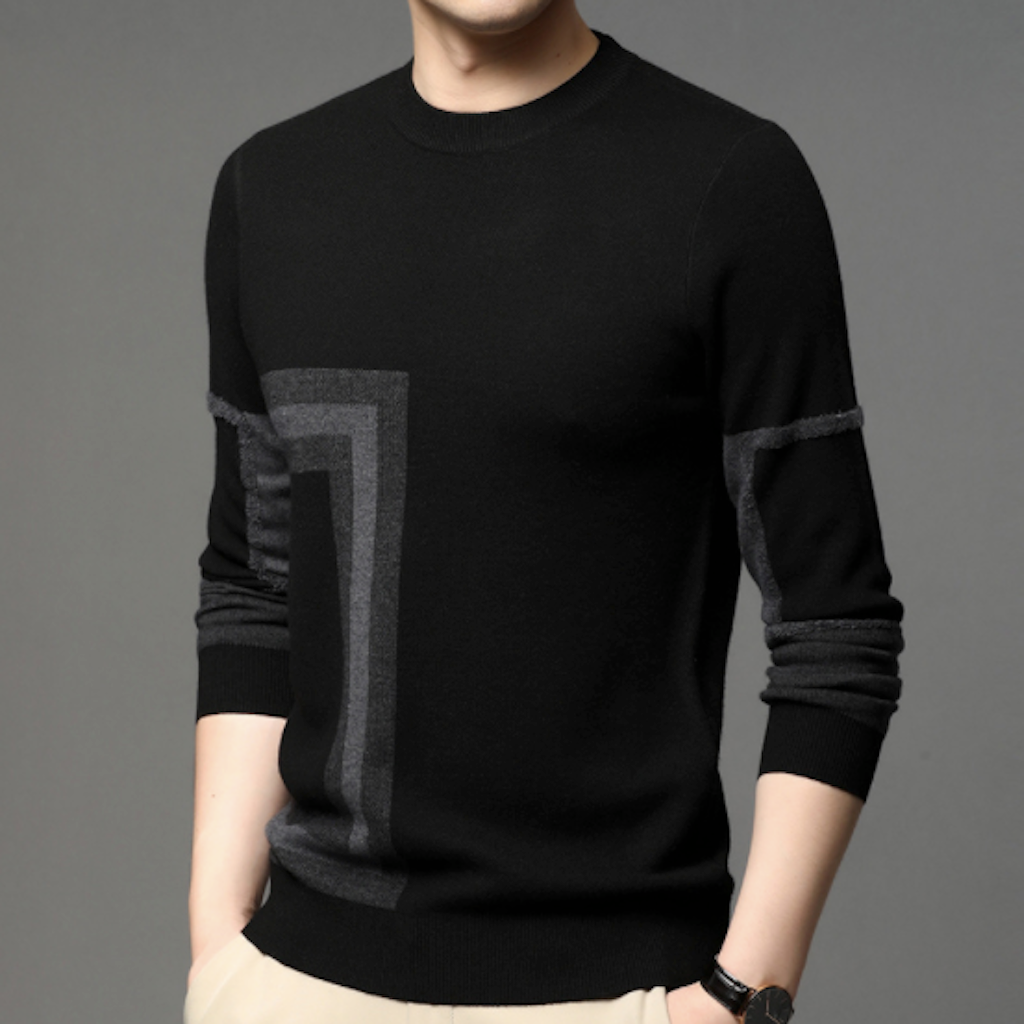 Printed Round Neck Men's Knit Sweater