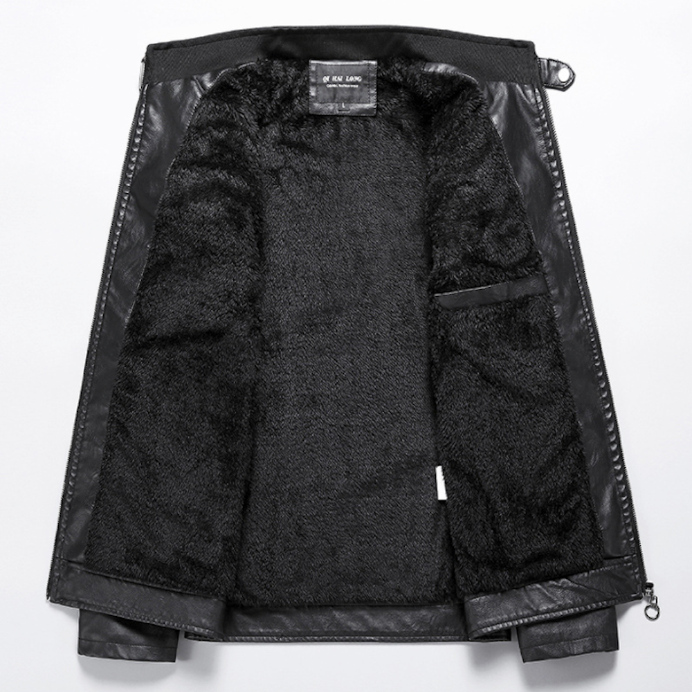 Two-Toned Faux Leather Motorcycle Jacket for Men
