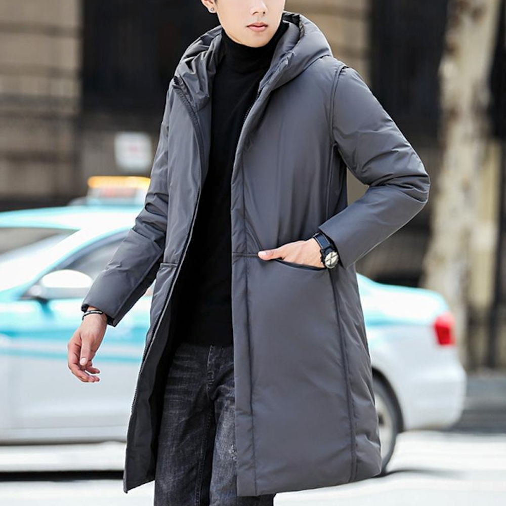 Mid-Length Hooded Men's Puffer Jacket