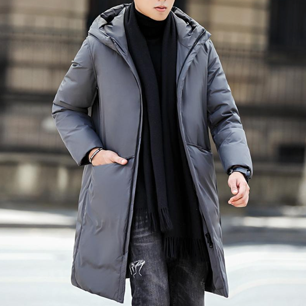 Mid-Length Hooded Men's Puffer Jacket