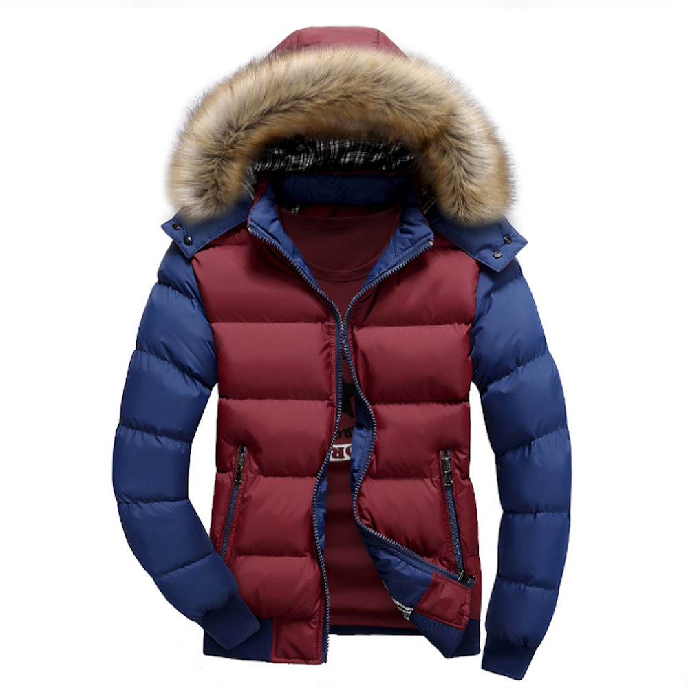 Removable Hooded Men's Two-Toned Quilted Jacket