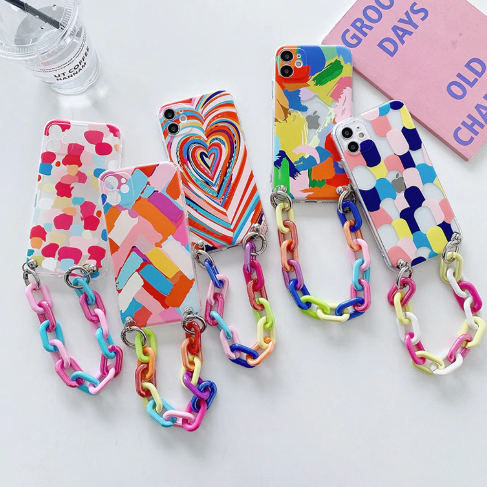 Colorful iPhone Case with Bracelet Chain - A Vibrant and Stylish Phone Accessory