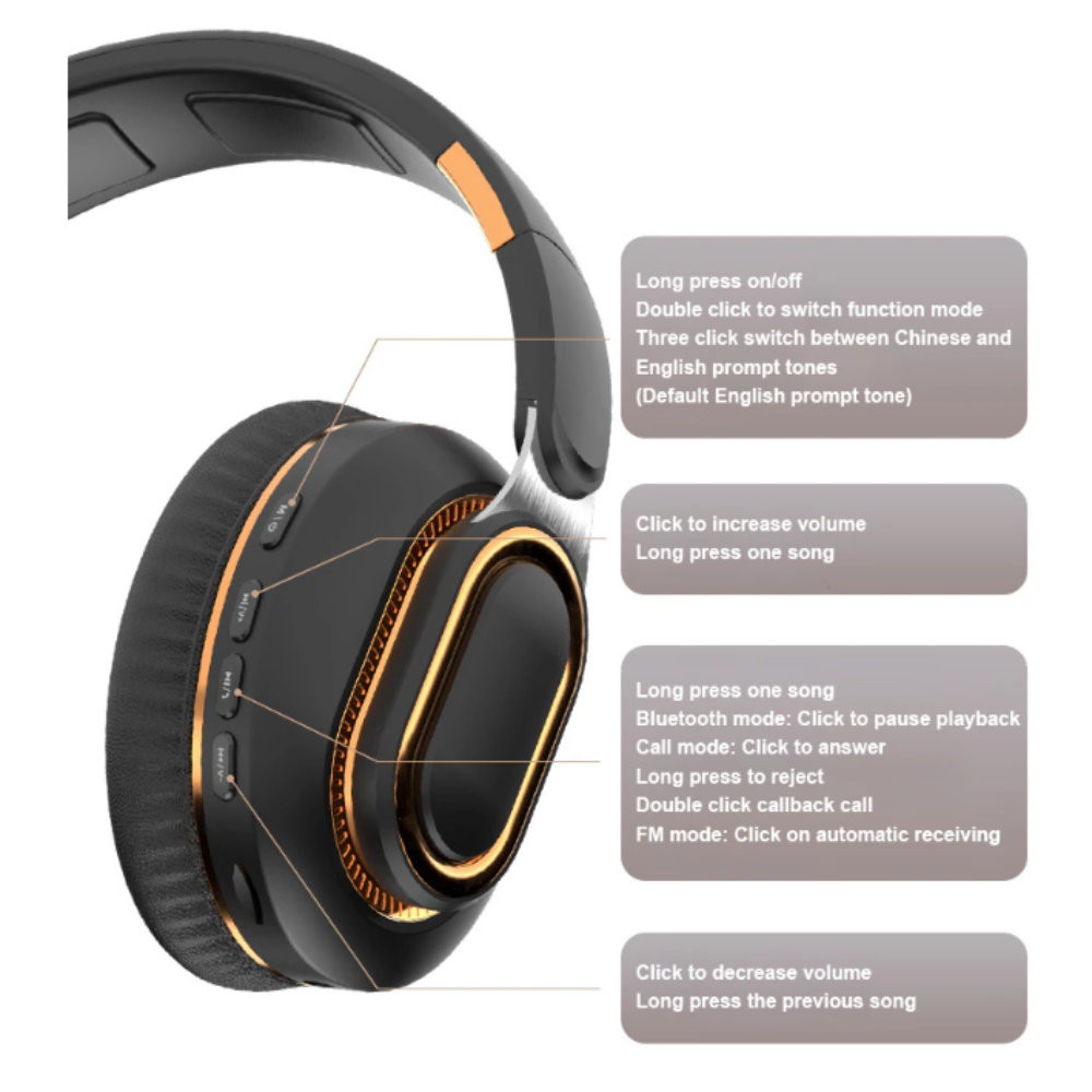 Foldable Bluetooth Headset with Dragon Design