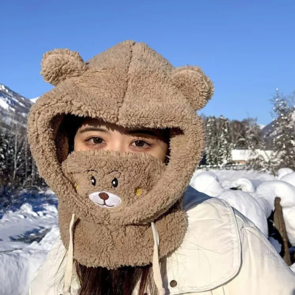 Cartoon Hat with Scarf Attachment for Cold Weather