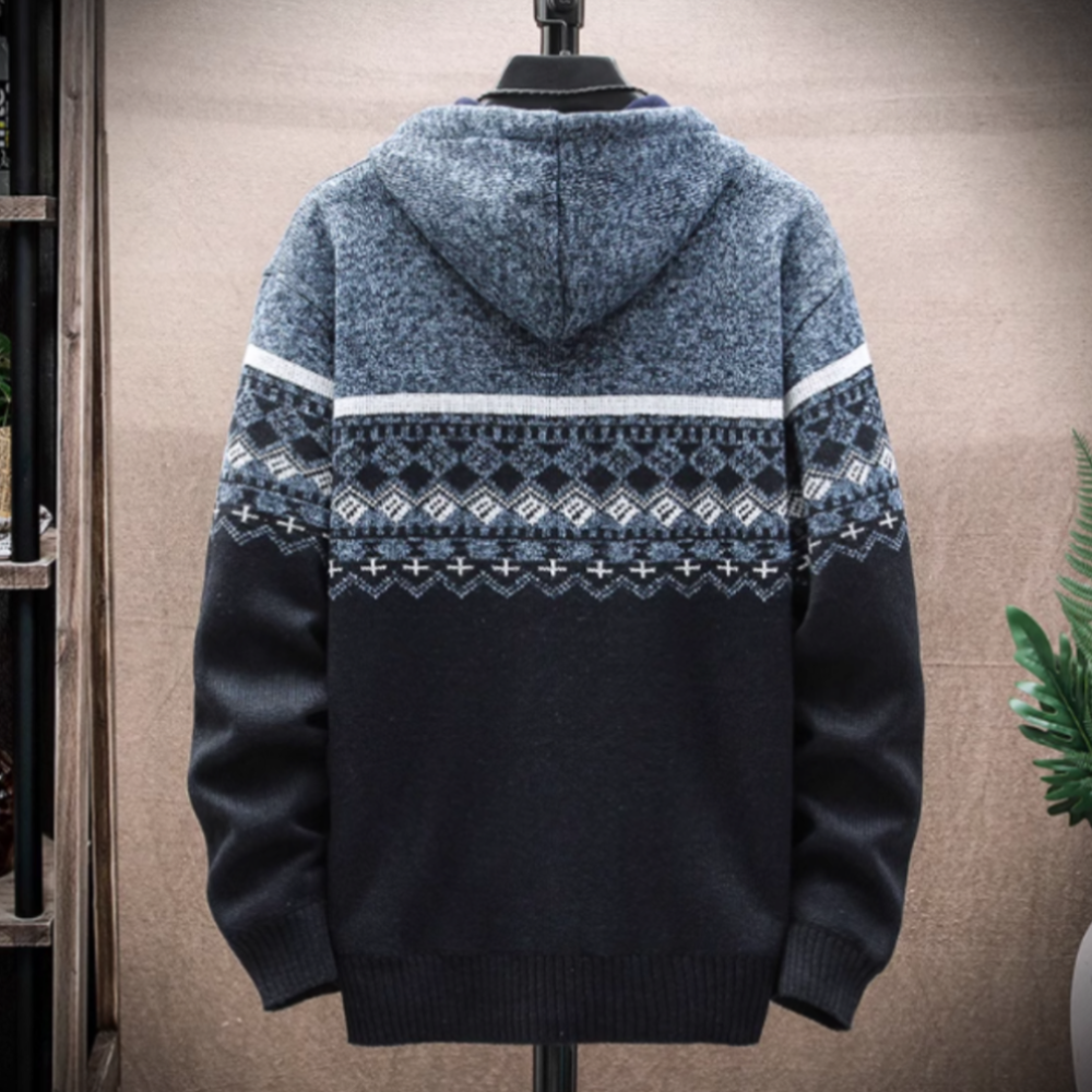 Printed Zip-Up Hooded Jacket for Men