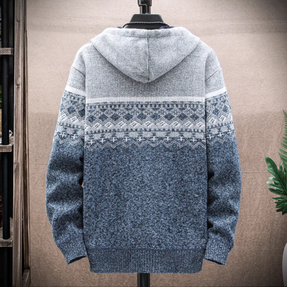Printed Zip-Up Hooded Jacket for Men